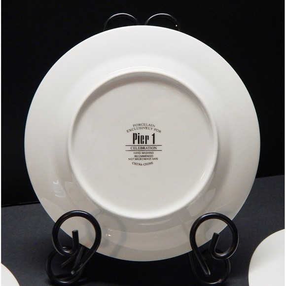 Pier 1 Imports Celebration Salad Plate Red Blue Green Purple Stars Set of 4 - Picture 10 of 14